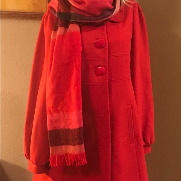 Gorgeous Red Sisley women coat matching BEBE scarf - Picture 3 of 8